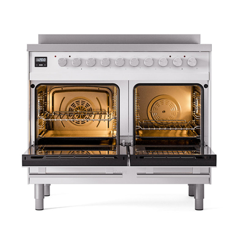 ILVE Professional Plus II Series 40 in. Induction Range with 6 Induction Elements (Solid Door), White/Stainless Steel