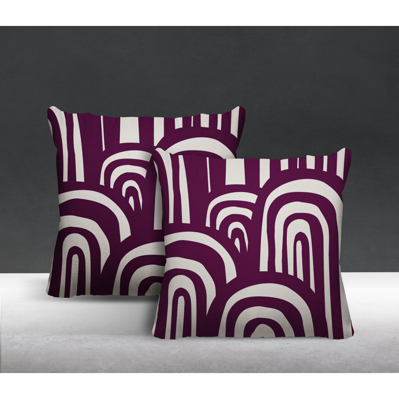 Abstract Outdoor Reversible Throw Pillow, 17W" x 17H", Purple