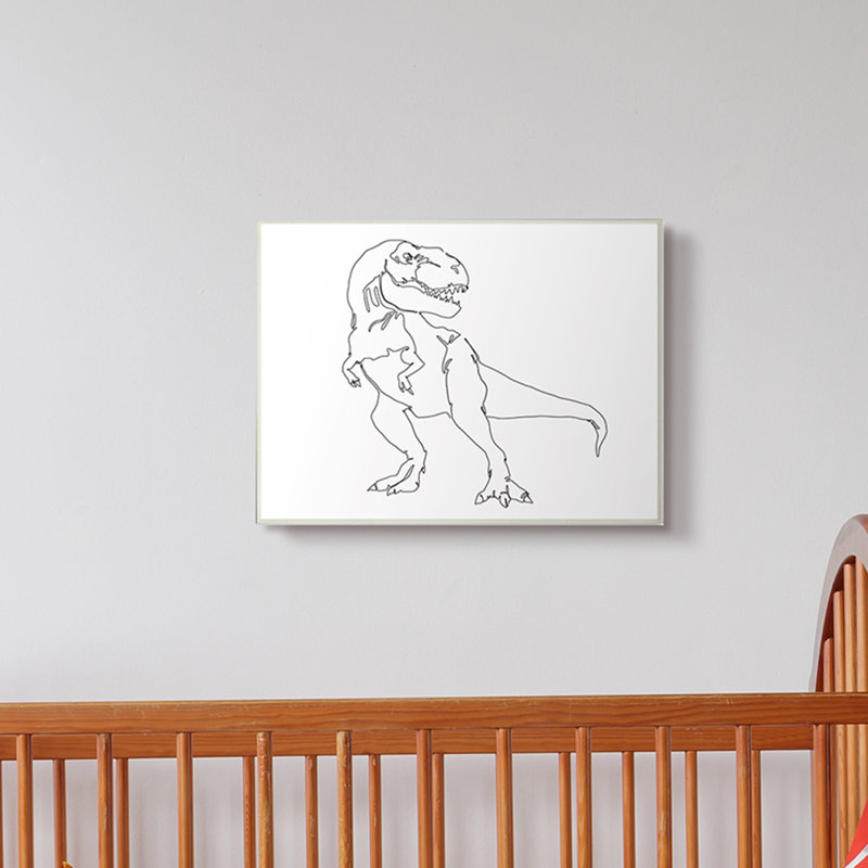 Dessin de Knap T-Rex, H 13 po x l 19 po x P 0,5 po, Plaque en bois