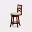24" Counter Height X-Back Swivel Stool, Cherry Finish, Beige Fabric Seat-519815679-519815676