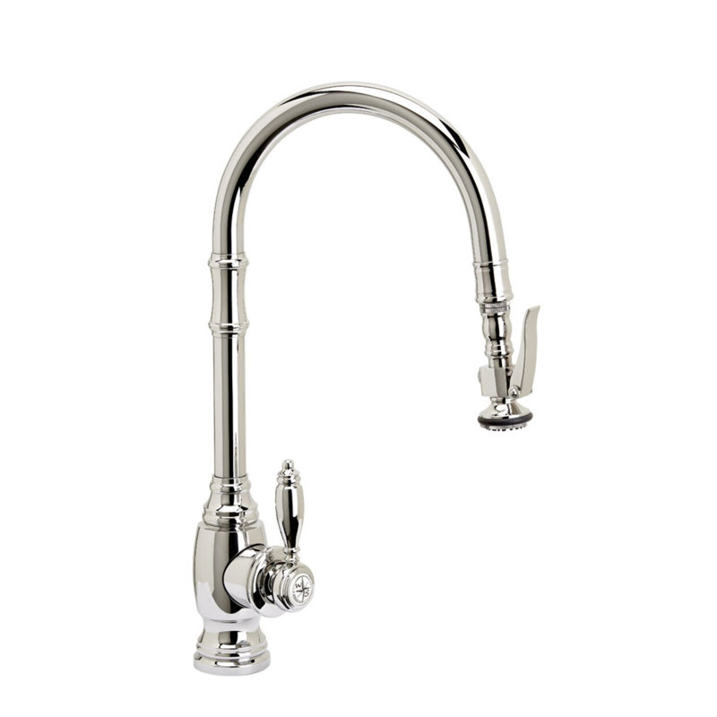 Traditional Plp Pulldown Faucet - Angled Spout, Polished Nickel