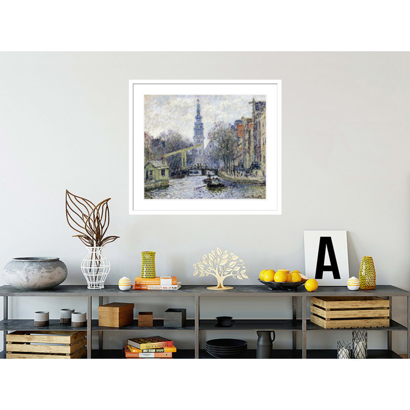 Canal Amsterdam par Claude Monet, impression giclée sur cadre, H 33,5 po x l 37,94 po
