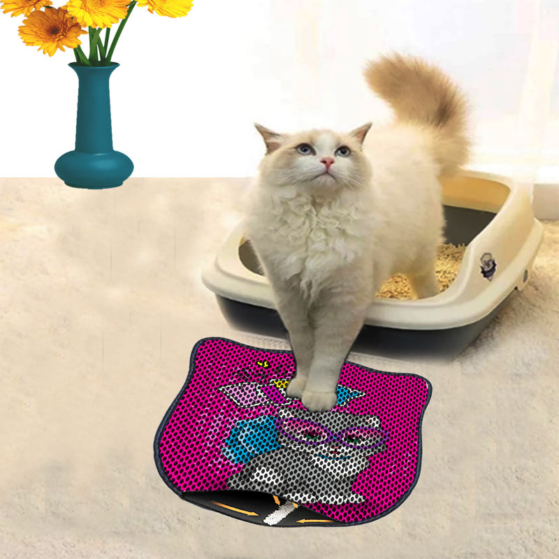 Tapis de litière durable pour chat, 15,7 po x 19,7 po | 50% PVC / 50% polyester, lavable à la machine et passer l'aspirateur | Parfait pour un nettoyage facile, conception antidérapante pour garder votre maison propre et fraîche, idéal pour les propriétaires d'animaux de compagnie