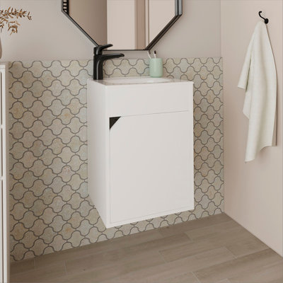 Meuble-lavabo flottant blanc avec porte
