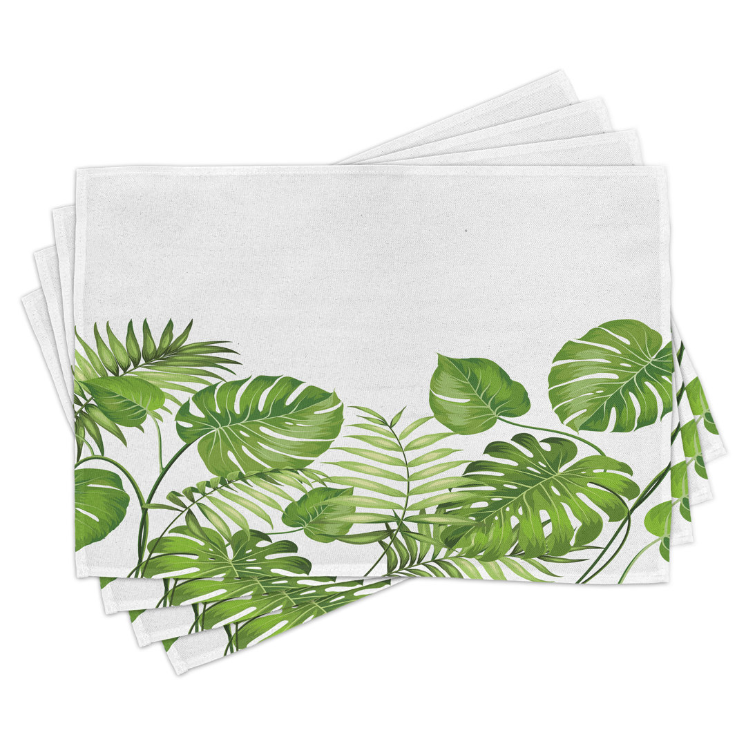 Platzdeckchen 4er Set, Foliage Swirls Botanic, Hellgrün