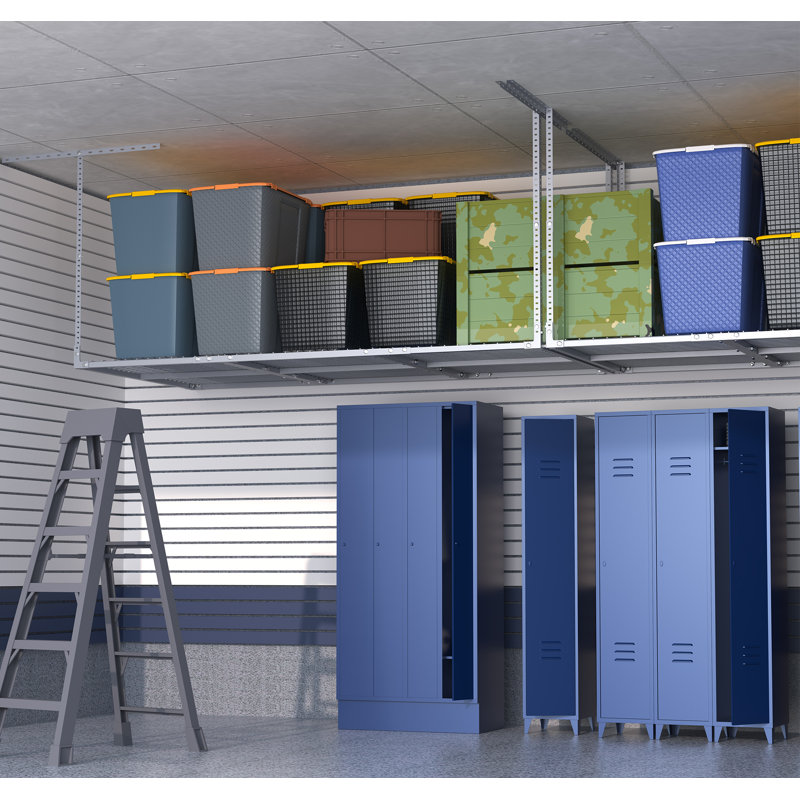 Elevated Garage Storage Racks,adjustable Ceiling Storage Racks,600 Lb.load Capacity., White, 40" H x 72" W x 36" D