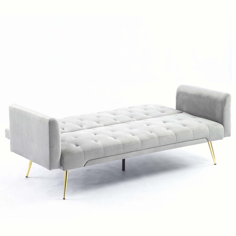 Modern Style 71.65‘’ Upholstered  Sleeper Sofa, Gray Velvet