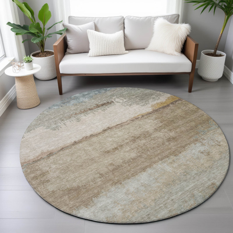 Machine Washable Indoor/Outdoor Colman ACN2156 Modern Rug, Round 8'