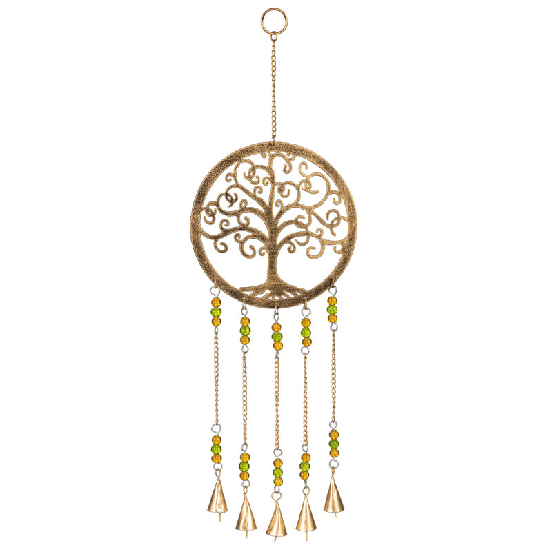 Carillon en métal Arbre de vie avec perles décoratives, 22 po