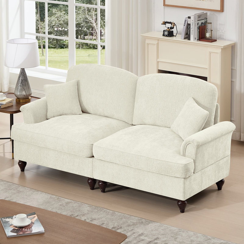 Élégant canapé deux places surdimensionné Mid-Century, Beige