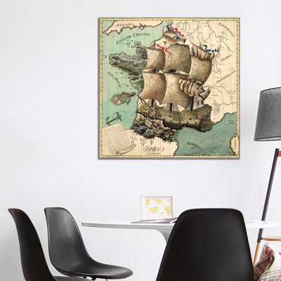 Antique Map Of France - Wrapped Canvas Print