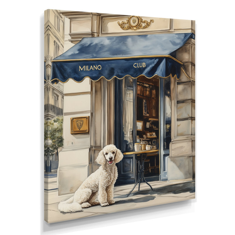 Club Caniche Milano - Décoration murale pour chien, H 44 po x l 34 po, Toile tendue