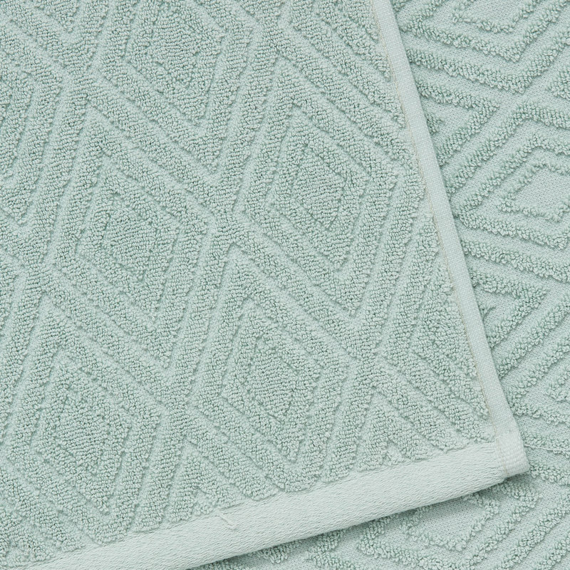 Diamond Geo Sculpted Cotton Towels, Sage Green