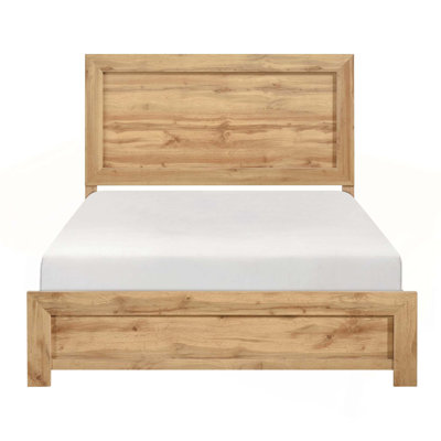 Natural Finish Queen Bed with Rustic Charm, Durable and Stylish Bedroom Furniture in a Box, Easy Assembly