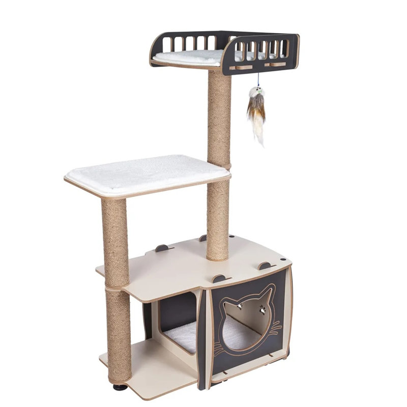 45" Multi-Level Cat Tower & Tree – Scratching Posts, Climbing, Play & Rest for Multiple Cats