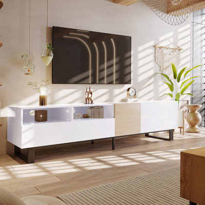Modern TV Stand for 80'' TV with Double Storage Media Console Table Entertainment Center