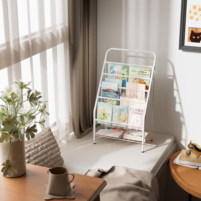 4-Tier Metal Book Display Rack – Space-Saving Forward-Facing Bookshelf For Toddlers, Nursery, Or Playroom, Modern Design