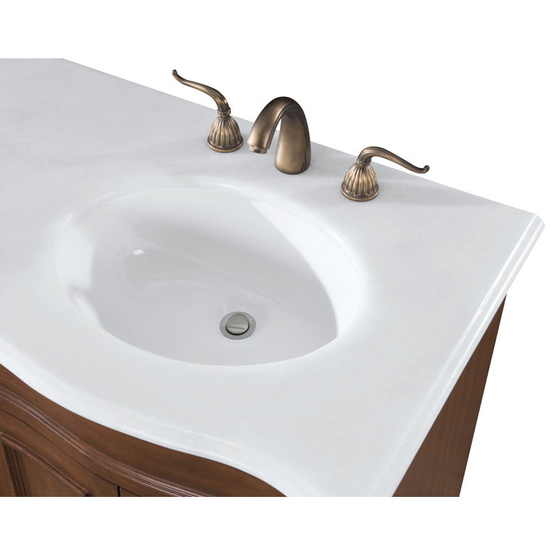 Mannie 60'' Double Bathroom Vanity with Top, Ivory White