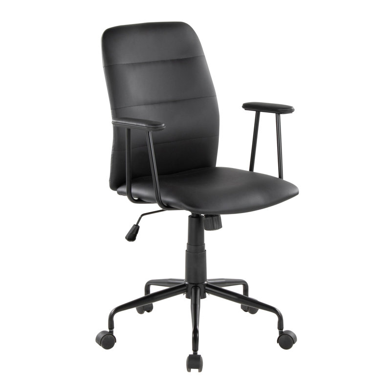Chaise de travail Zion, Similicuir noir