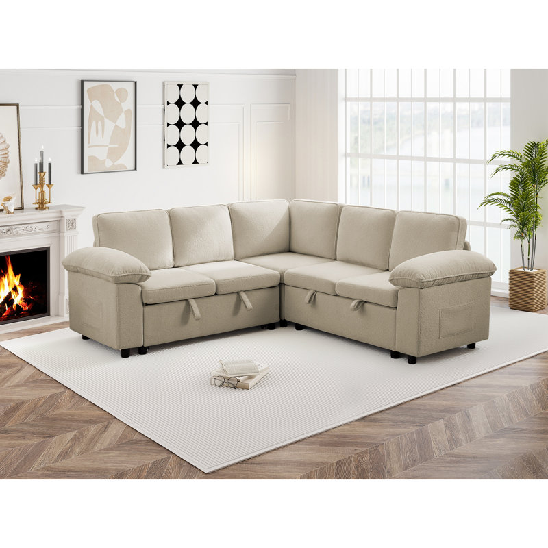 Canapé-lit modulaire en L à 5 places 84,6 po Waldorf avec lit escamotable et rangement, Gruau