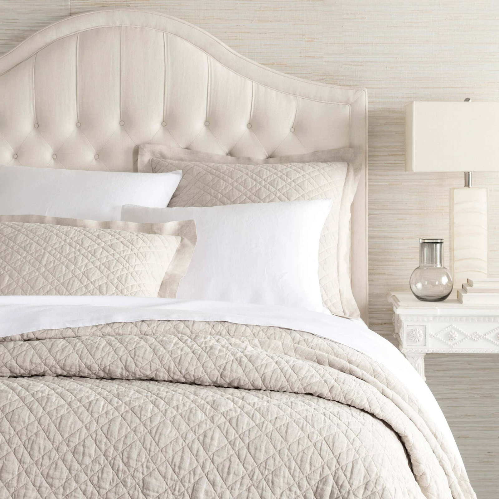 Washed Linen Quilt Set, King Quilt, Natural