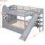 Lit de style gris, 2 tiroirs, 3 tablettes et glissade, structure stable pour un lit superposé gris avec maisonnette Creative