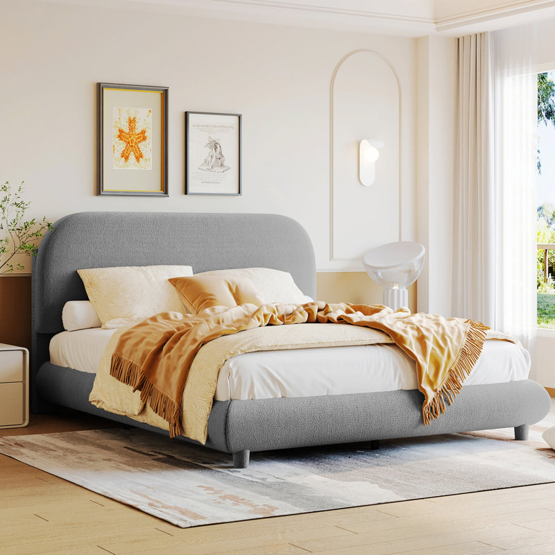 Lit plateforme tapissier Teddy, Double