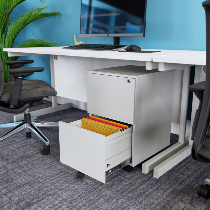 Kylann 15.35'' Wide 2 -Drawer Mobile File Cabinet, White