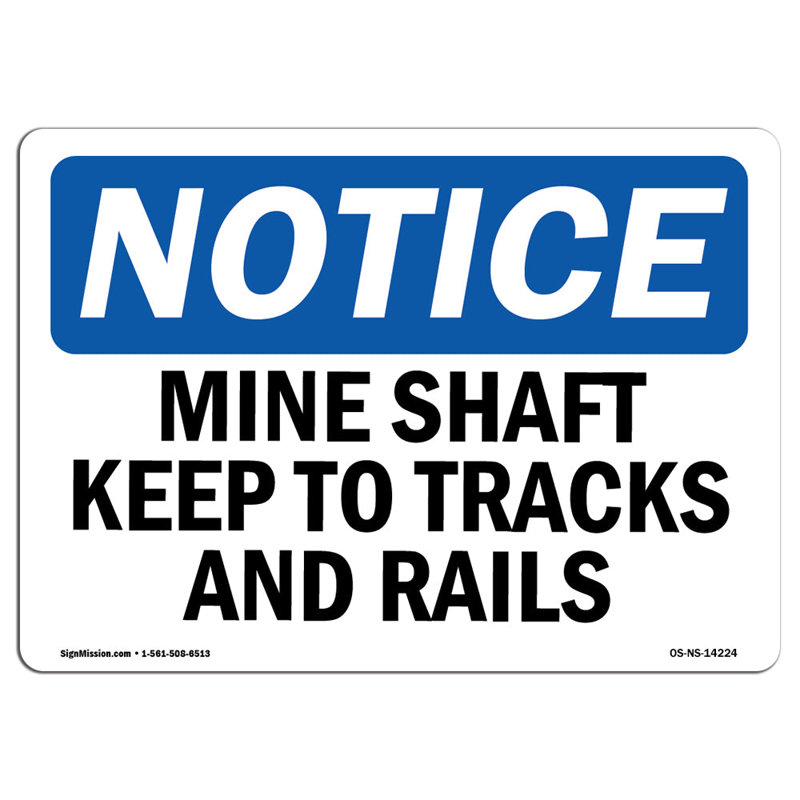 Panneau de mine «Keep to Tracks and Trails», H 12 po x l 18 po x P 0,1 po