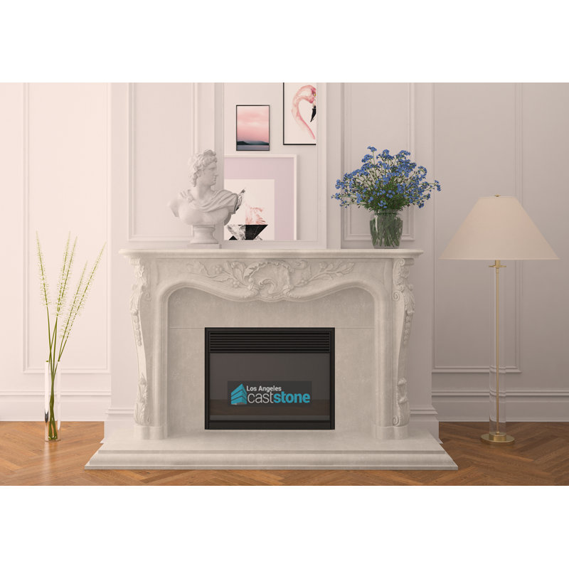 Josephine Fireplace Surround, Travertine/White