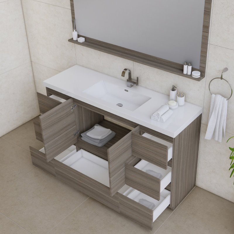 Ensemble de meuble-lavabo simple 60 po Arjina, Gris