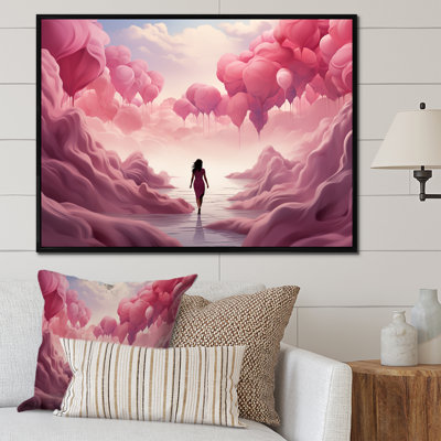 «Rose and White Air Balloon Solitude II», art mural abstrait