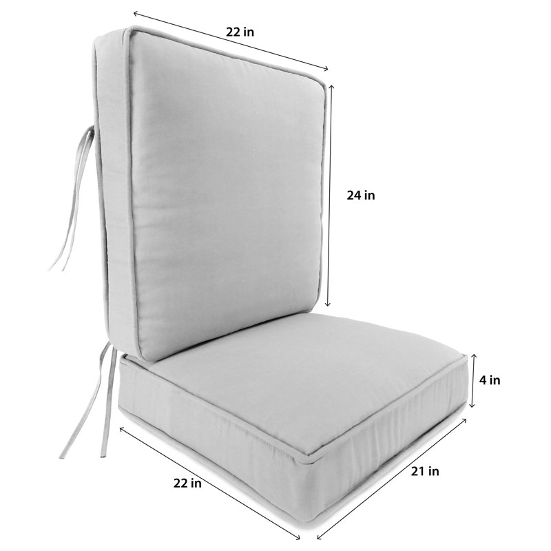 Sunbrella 22" x 45" Outdoor Deep Seat Cushion Set with Ties, Canvas Granite
