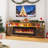 Farmhouse Fireplace Tv Stand For 95 Inch TV With 50”Electric Fireplace & LED Light, 83”Media Console With Barn Door Cabinet For Living Room-2092517493-2092517490