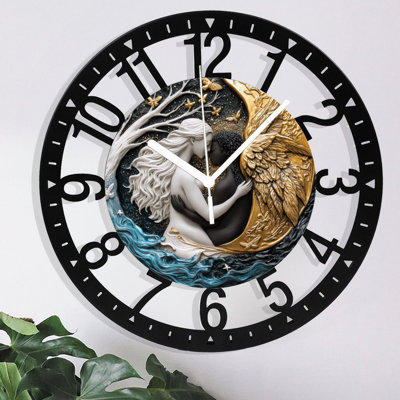 Metal Wall Clock for Living Room -10" Forest Path Lined With Bluebell Flowers Silent Non Ticking,Battery Operated, Antique Clocks for Farmhouse,Bedroom,Kitchen - Arabic Numerals