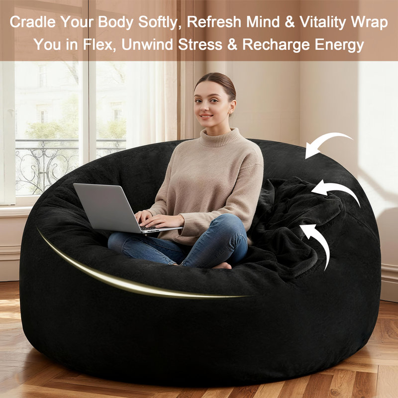 4-foot giant foam beanbag chair with padding, perfect for adult reading and relaxation – suitable for living room and bedroom.