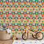 Papier peint adhésif peler et coller en PVC, revêtement mural auto-adhésif amovible avec imprimé géométrique moderne rétro Mid-Century, imperméable pour la décoration intérieure - Rouleau-130378551
