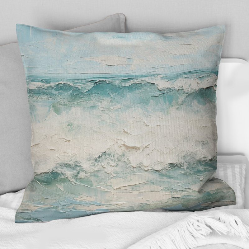 Coussin Minimalisme Wave Horizon I - Imprimé océan côtier