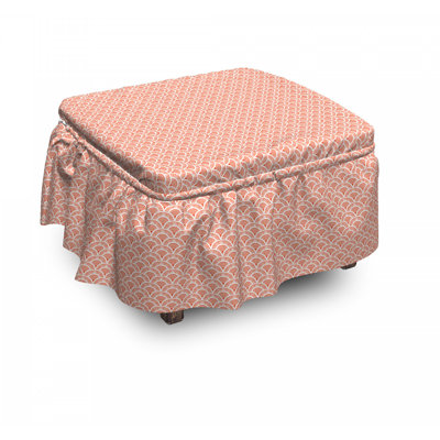 Ensemble de housse pour repose-pieds de coussins carrés 2 pièces asiatique motif demi-cercle