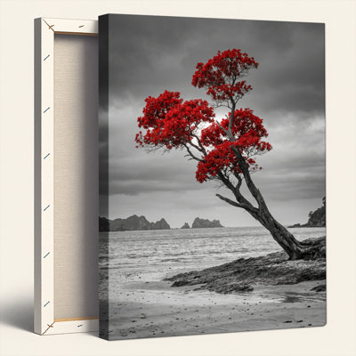 Red Tree Canvas Wall Art Oil Painting Print Set Of 1
