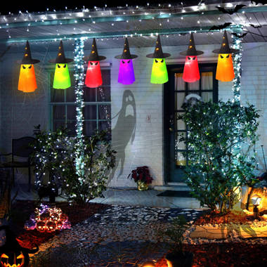 The Holiday Aisle® Halloween Window Lights, Hanging Halloween Decorations  Orange Purple Cat Spider And Bat 183 Leds Indoor String Lights Remote 8  Flashing Modes Timer Curtain Lights Max Connect 2 Sets