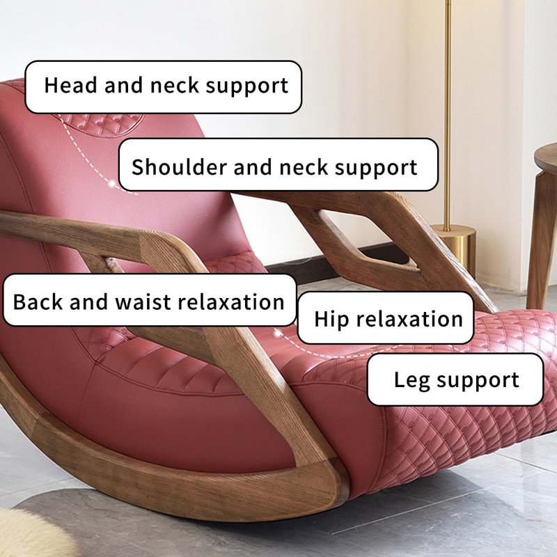 Chaise berçante simple en similicuir de salon, Rouge