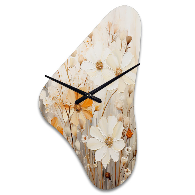 Sabna - Grande horloge murale blanche de forme Boomerang - Forme unique, Moyenne