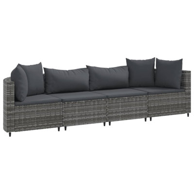 Ebern Designs Patio Sofa Set With Cushions Poly Rattan by Ebern Designs