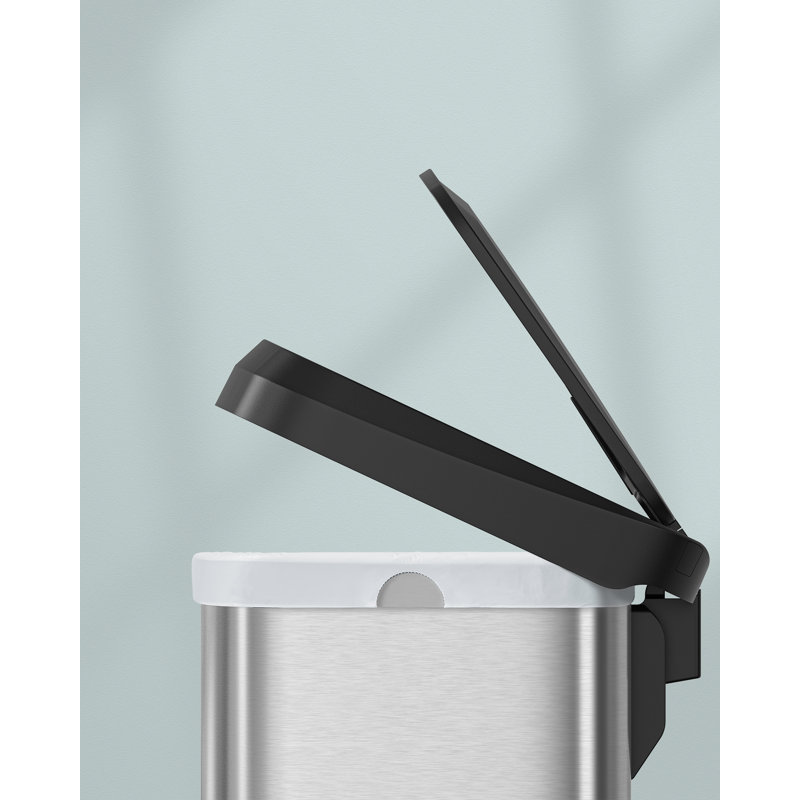 Steel Step On Kitchen Trash Can - 50L, Silver