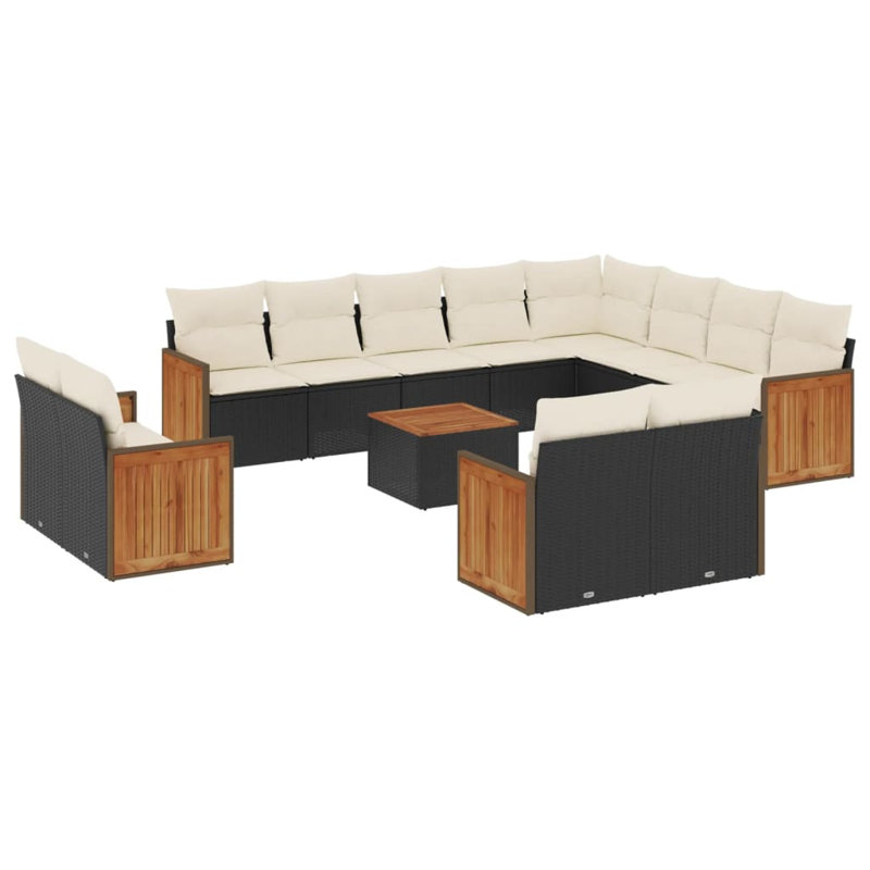  Coussin de jardin avec coussin noir: blanc crème
