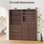 Modern Farmhouse 2-Piece Storage Cabinet Set, 71" H Wall Unit Bookcase With 4 Drawers And Open Shelves Organizer Walnut