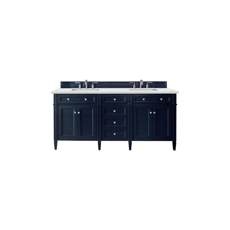 Brittany 72" W Double Vanity, Ethereal Noctis, Victory Blue, 8" Widespread