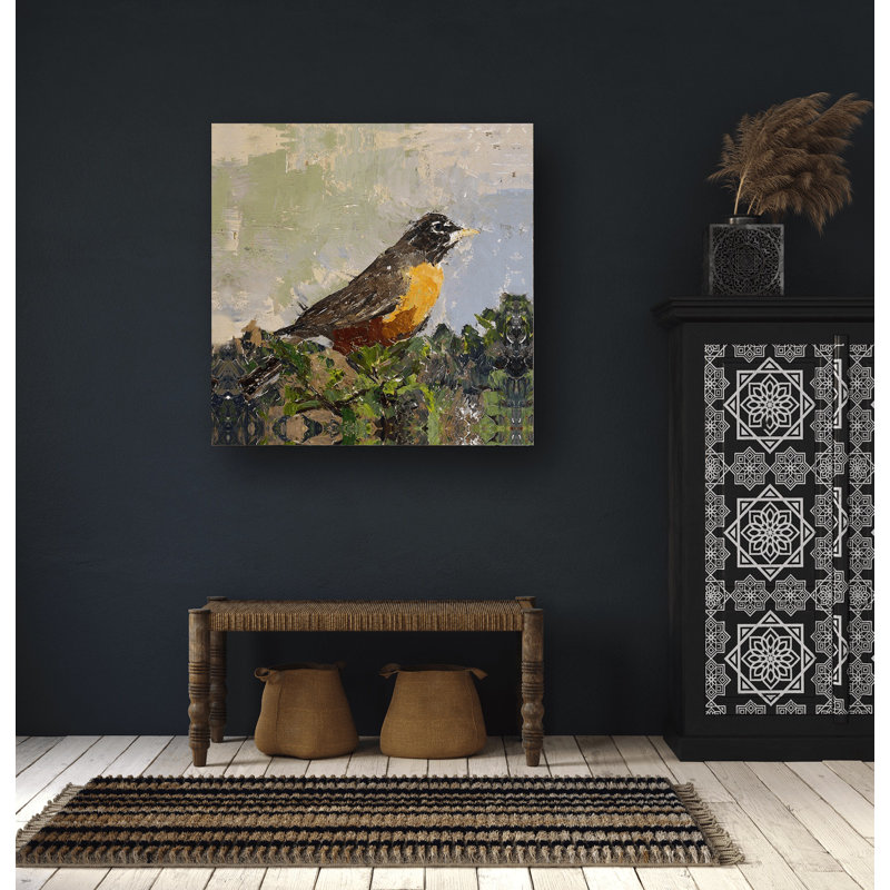 ROBIN - Unframed Print on Canvas, Black Framed Canvas, 21.5" H x 21.5" W x 1.75" D