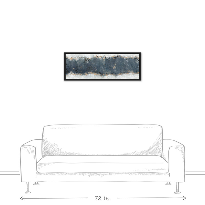 Toile flottante abstraite gris anthracite encadrée, H 13,75 po x l 37,75 po x P 1,75 po